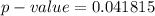 p- value  = 0.041815