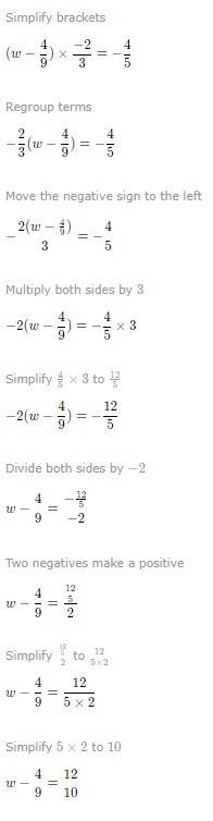 Ineed  solving this equation. (w-4//3)=-4/5
