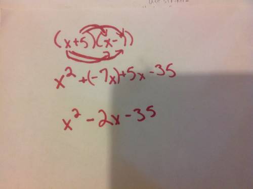 Simplify the expression:
( X + 5)( X-7)