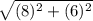 \sqrt{(8)^{2}  + (6)^{2}}