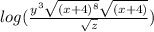 log(\frac{y^{3}\sqrt{(x + 4)^{8}}\sqrt{(x + 4)}}{\sqrt{z}})