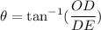 \theta=\tan^{-1}(\dfrac{OD}{DE})