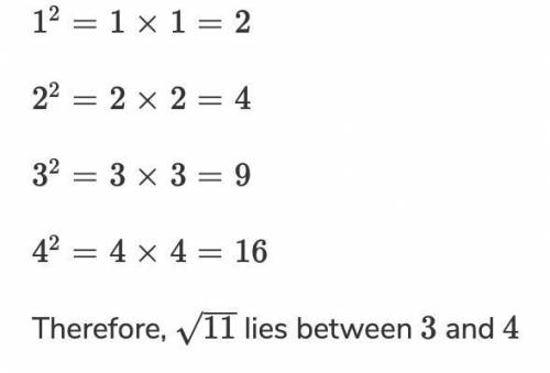 What 2 consecutive integers fall between the square root of 11