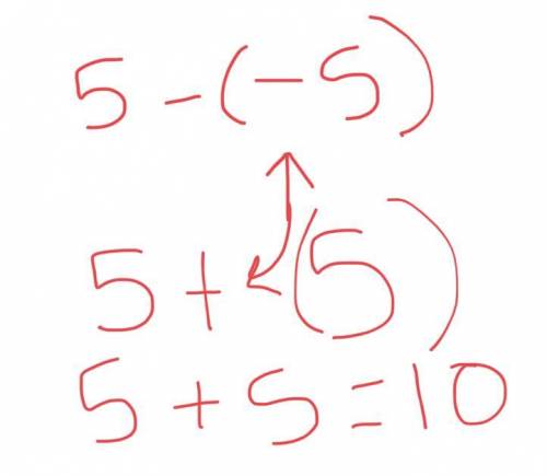 How much larger is 5 than -5 ? ( if using a number line what is the difference between -5 and 5)