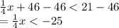 \frac{1}{4}x+46-46