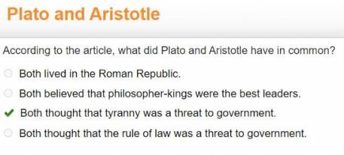 According to the article, what did Plato and Aristotle have in common? Both lived in the Roman Repub