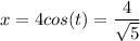 x=4cos (t)=\dfrac{4}{\sqrt{5}}