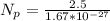N_p =  \frac{2.5}{ 1.67 * 10^{-27} }