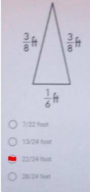 Which is the perimeter of the triangle below?13/24 foot22/24 foot28/24 foot