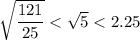 \sqrt{\dfrac{121}{25}}
