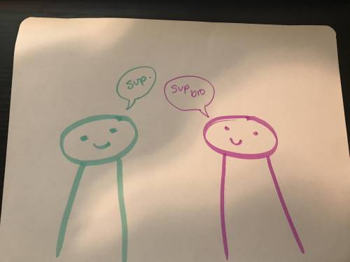 Can anyone take for draw a picture of two people talking to each other.
