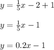 y= \frac{1}{5}x -2 + 1 \\\\y= \frac{1}{5}x -1\\\\y = 0.2x -1