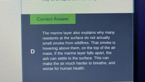 Which paragraph in the section Smoke Is On

Top Of The Marine Layer BEST supports the
conclusion t