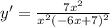 y'=\frac{7x^2}{x^2(-6x+7)^2}