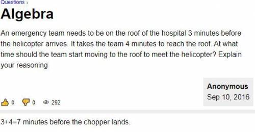 An emergency team needs to be on the roof of the hospital 3 minutes before the helicopter arrives. I