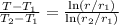 \frac {T-T_1}{T_2-T_1}=\frac{\ln(r/r_1)}{\ln(r_2/r_1)}