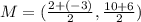 M=(\frac{2+(-3)}{2},\frac{10+6}{2})