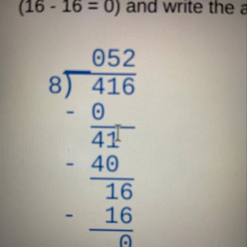 416 divided by 8 long division show your work