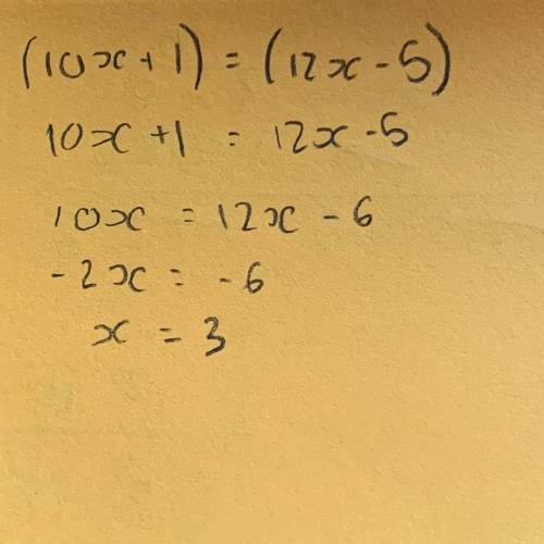 30. Solve for x.
(10x + 1)º
(12x - 5)