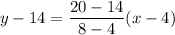 y-14=\dfrac{20-14}{8-4}(x-4)