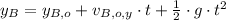 y_{B} = y_{B,o} + v_{B, o, y}\cdot t + \frac{1}{2}\cdot g \cdot t^{2}