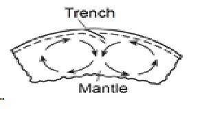 Which cross section best represents the convection currents in the mantle beneath the peru-chile tre