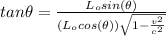 tan {\theta } =  \frac{L_o sin(\theta )}{ (L_o cos(\theta ))\sqrt{ 1 -\frac{v^2}{c^2} } }