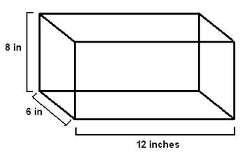 What is the surface area of a right rectangular prism with a width of 12 inches, a length of 6 inche