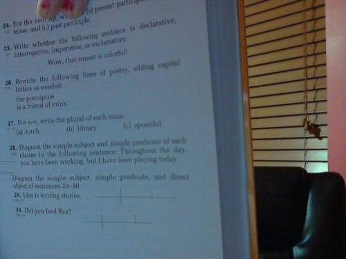 Answer question 29 and 30!  it says to diagram the simple subject, simple predicate, and dire