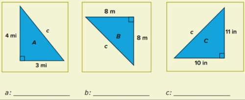 Use the pythagorean theorem to find the length of each missing hypotenuse below. remember: if the a