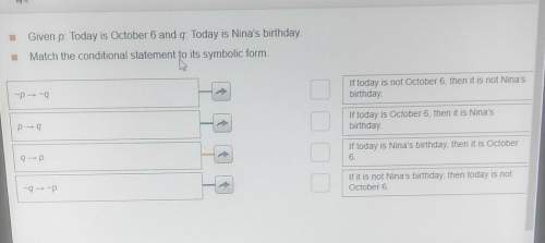 Given p: today is october 6 and q: today is ninas birthdaymatch the conditional statem
