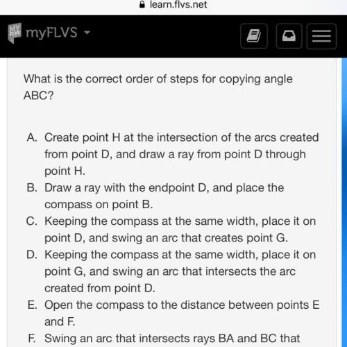 What is the correct order of steps for copying angle abc?