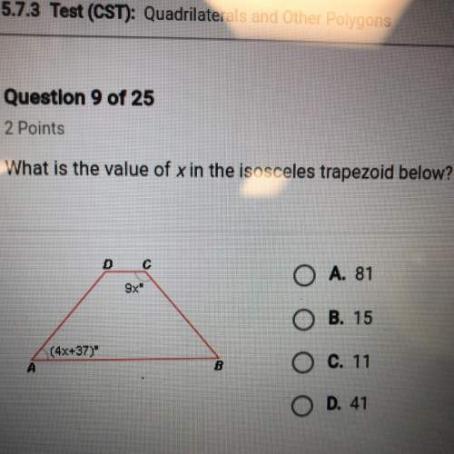 What is the value of x in the isosceles trapezoid below?