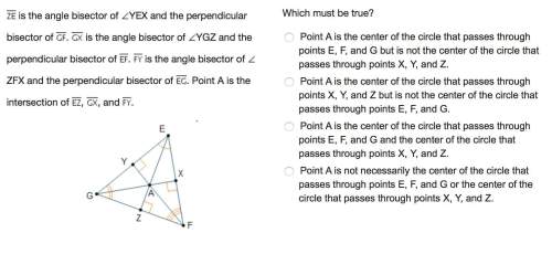Line segment z e is the angle bisector of angleyex and the perpendicular bisector of line segment g