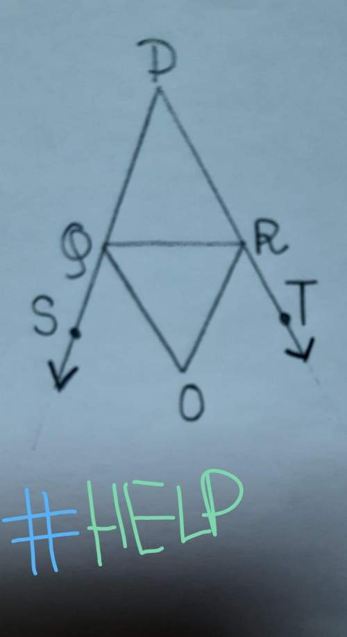 In triangle pqr sides pq and qr are extended to s and t respectively. oq and or are bisectors of ang