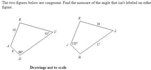 The two figures below are congruent. find the measure of the angle that isnt labeled on either figur