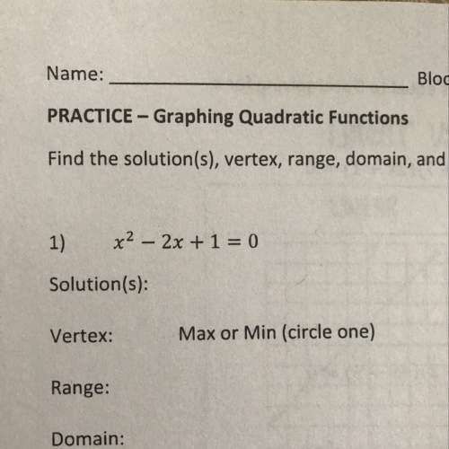 Find the solution, vertex, range, domain, and y-intercept of the quadratic function.