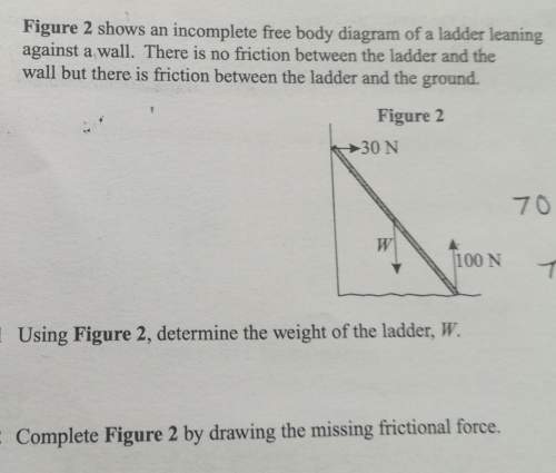 Show the weight of the ladder and draw the missing frictional force.