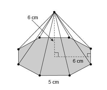 What is the lateral area of this regular octagonal pyramid? 84.9 cm² 120 cm² 169.7 cm² 207.8 cm²