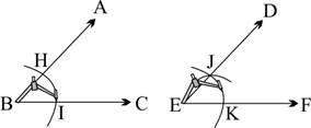 (01.01 mc) ben uses a compass and a straightedge to construct ∠def ≅ ∠abc, as shown bel