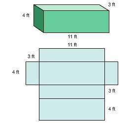 Look at this prism and its net. what is the surface area of this rectangular prism?