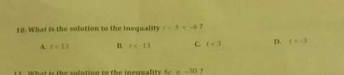 What is the solution to the inequality t-5 &lt; -8?