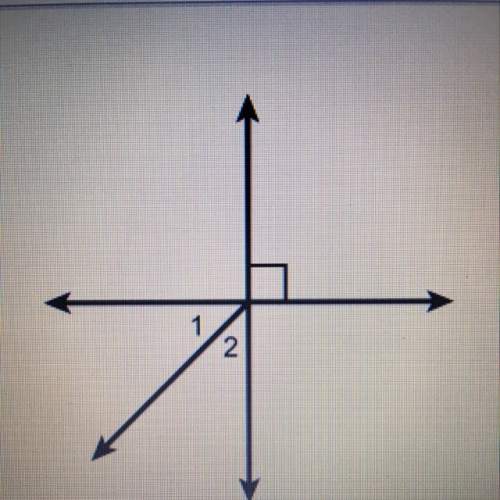 Which relationship describes angles 1 and 2 complementary angles adjacent an