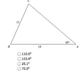 Use the law of sines to find the missing angle in the triangle. find m