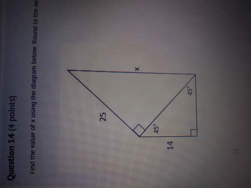 Find the value of x using the diagram below. round to the nearest whole number.  a. 25 &lt;