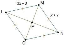 What is the perimeter of rhombus lmno?  a.20 units b.24 units c.40 units