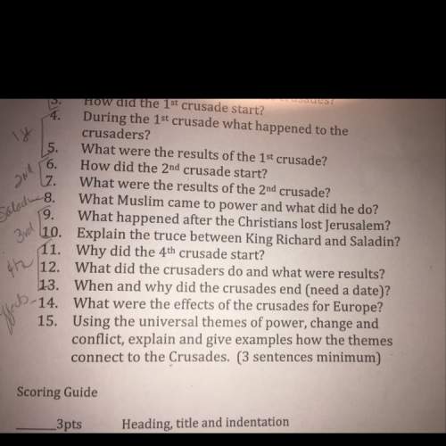 Can someone me with 14 and 15 the subject is the crusaders