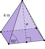 What is the slant height x of this square pyramid?  enter your answer in the box. expres