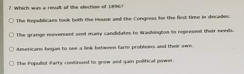 Which was a result of the election of 1896