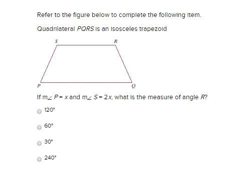 If m p = x and m s = 2x, what is the measure of angle r?